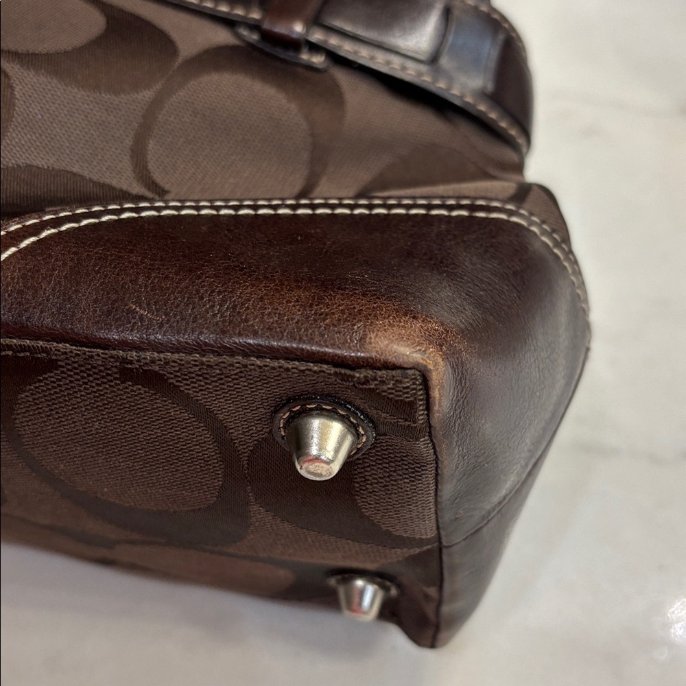 Authentic Coach Brown Hampton Signature Snake Skin Satchel EUC - Picture 13 of 15